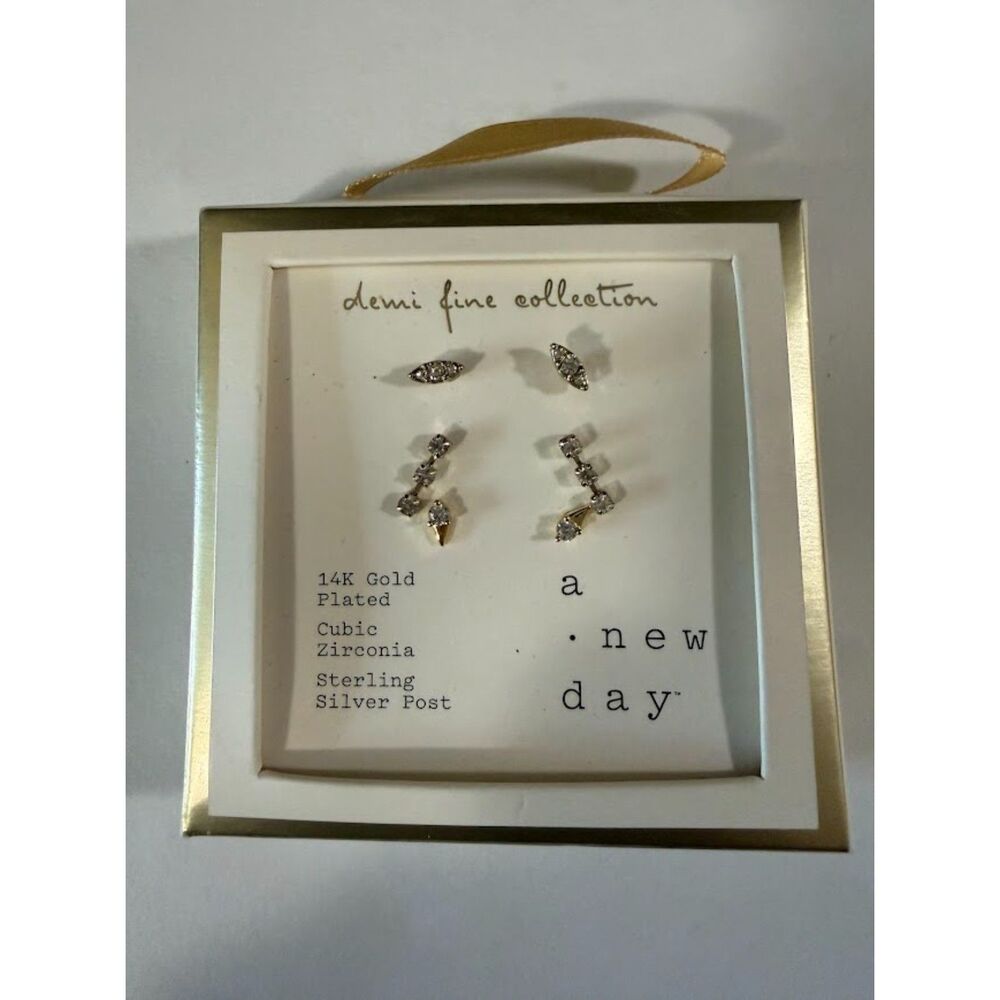 A new day  Stud Earrings  set 14k Gold plating